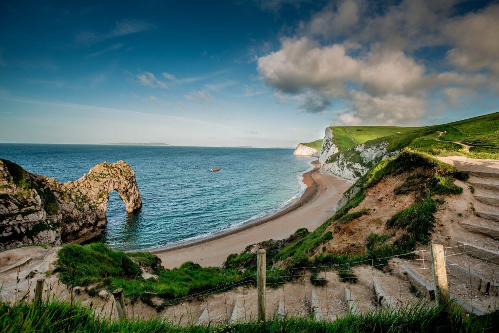 Cliffs and sea on coastline valentine's day getaway