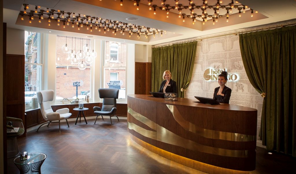 The reception area at Hotel Indigo