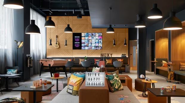 Common area at the Moxy Hotel