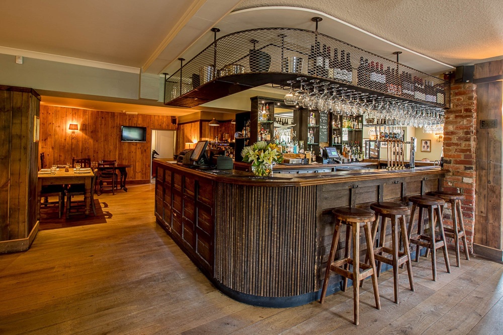 The bar at the Hawk Inn